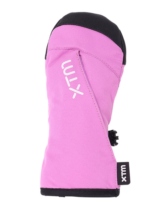 Pink and black XTM Totts II snow mitten featuring a side zipper and white brand logo.