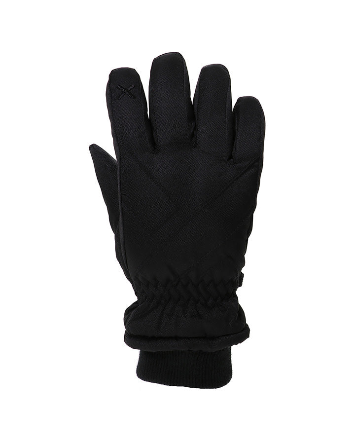 Load image into Gallery viewer, Black XTM Express II kids snow glove with elastic wrist, ribbed cuff, and a small X logo on the index finger.
