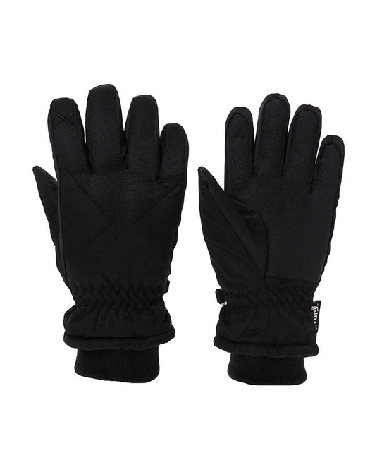 Black XTM Express II kids snow gloves featuring elasticated wrists, ribbed cuffs, and a small logo on the finger.
